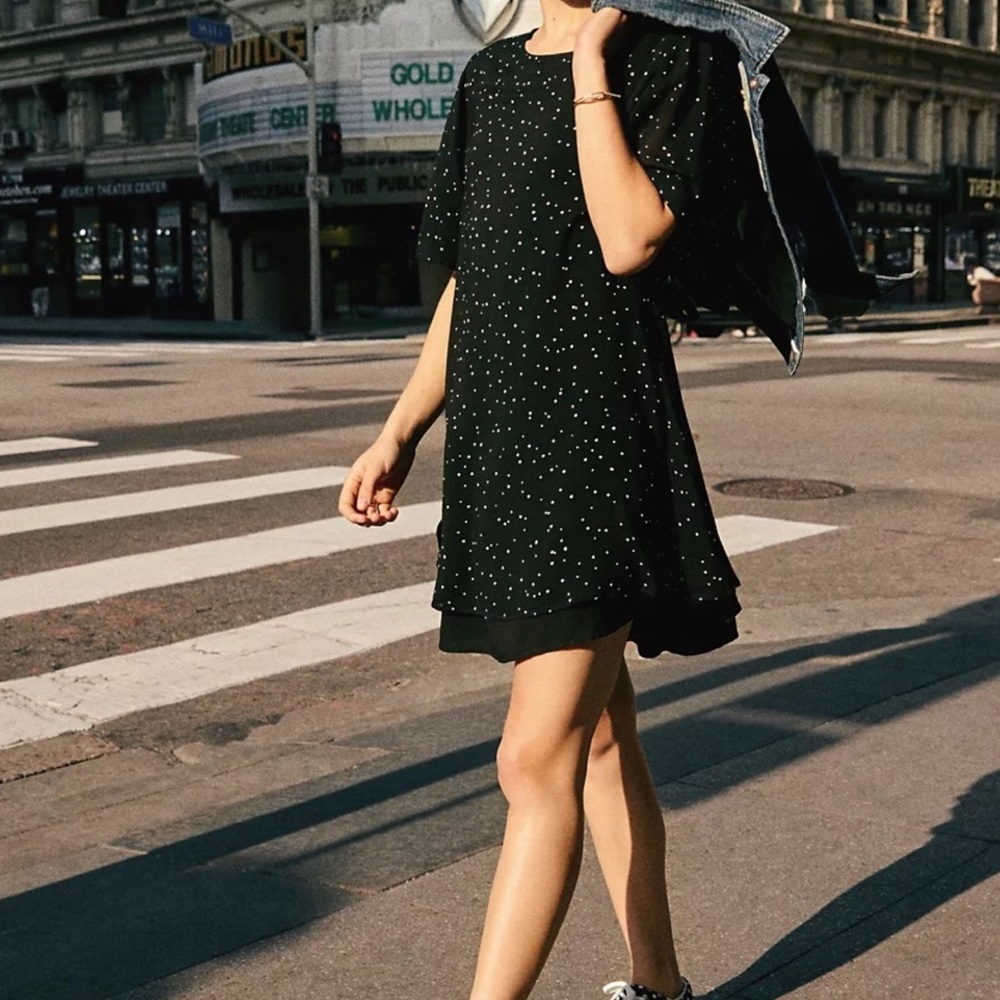 Anthropologie Cloth & Stone Sweetheart Black & White Print Dress Size Medium